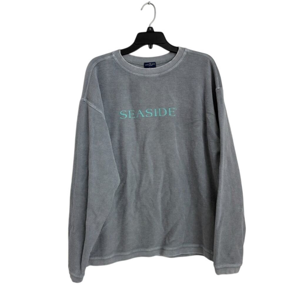 NWOT Seaside Ribbed Gray Wash Crewneck Oversized Sweatshirt Size Large